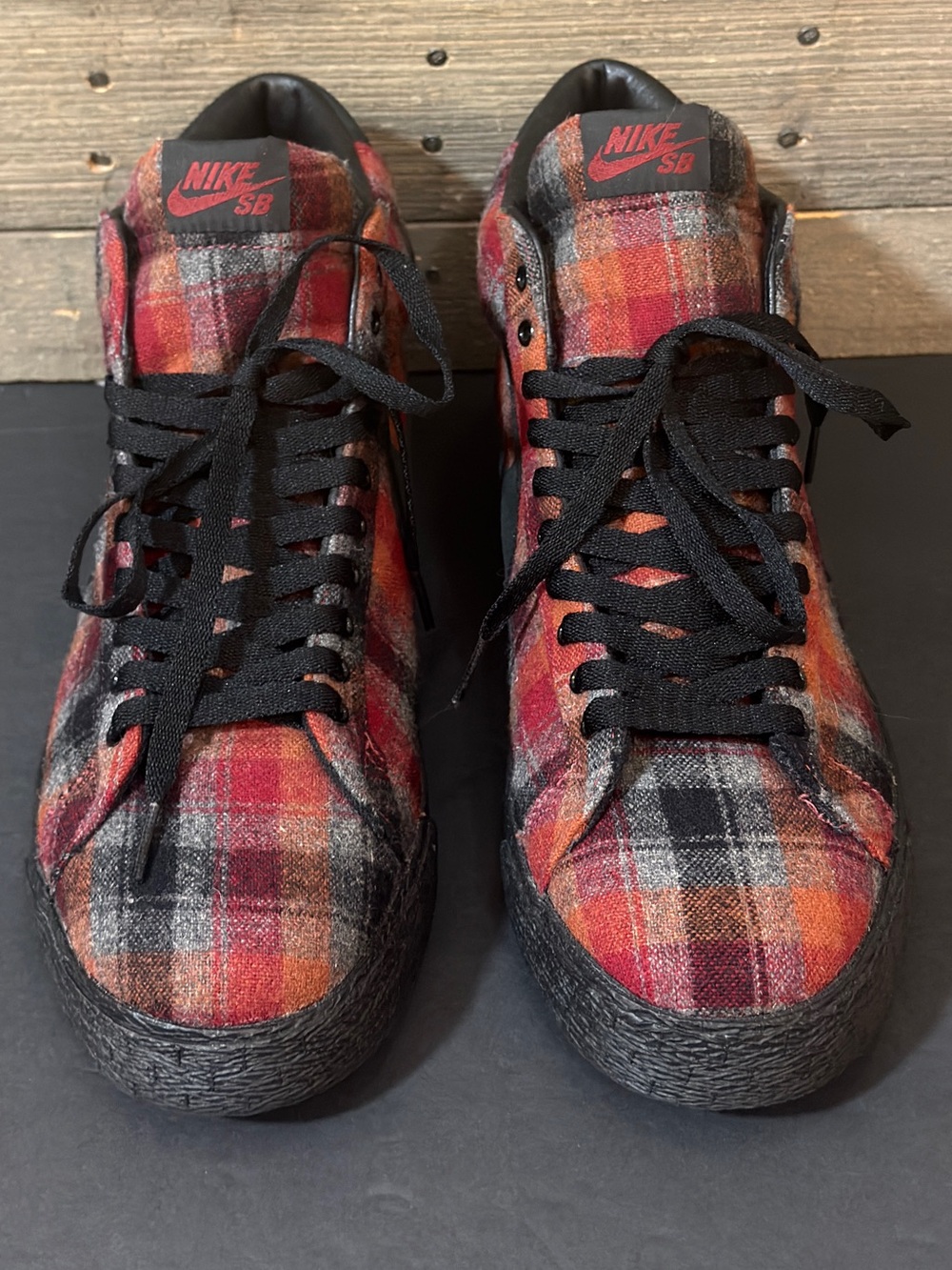 Nike SB Blazer Todd Jordan Men’s 11.5 Plaid High Top Vintage Skate Sneakers 2006
